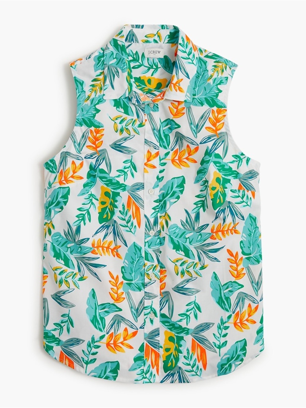 NWOT J. Crew Pineapple Cotton Poplin Sleeveless Shirt in Signature Fit